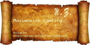 Maximovics Zamfira névjegykártya